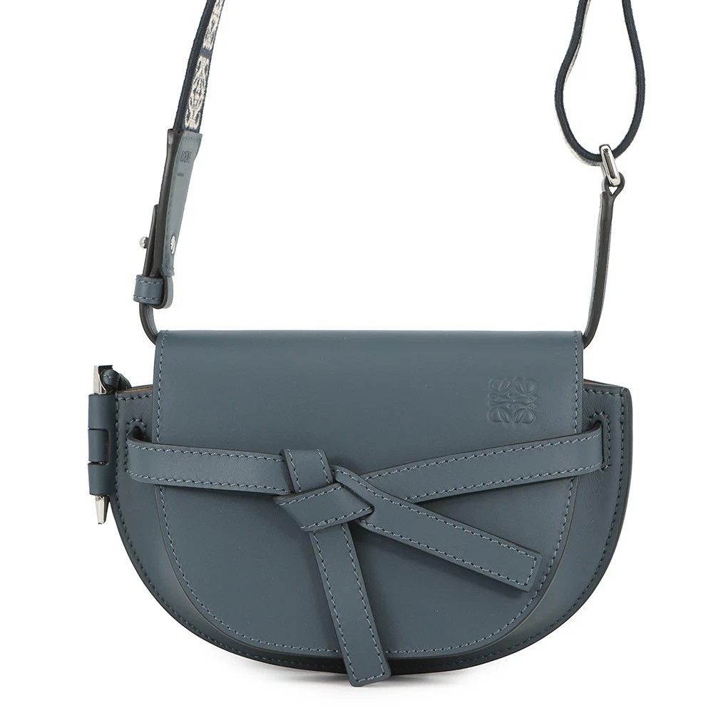 Loewe — LOEWE Gate Dual Shoulder Bag Size Mini Soft Calf/Jacquard Navy A650N46X13