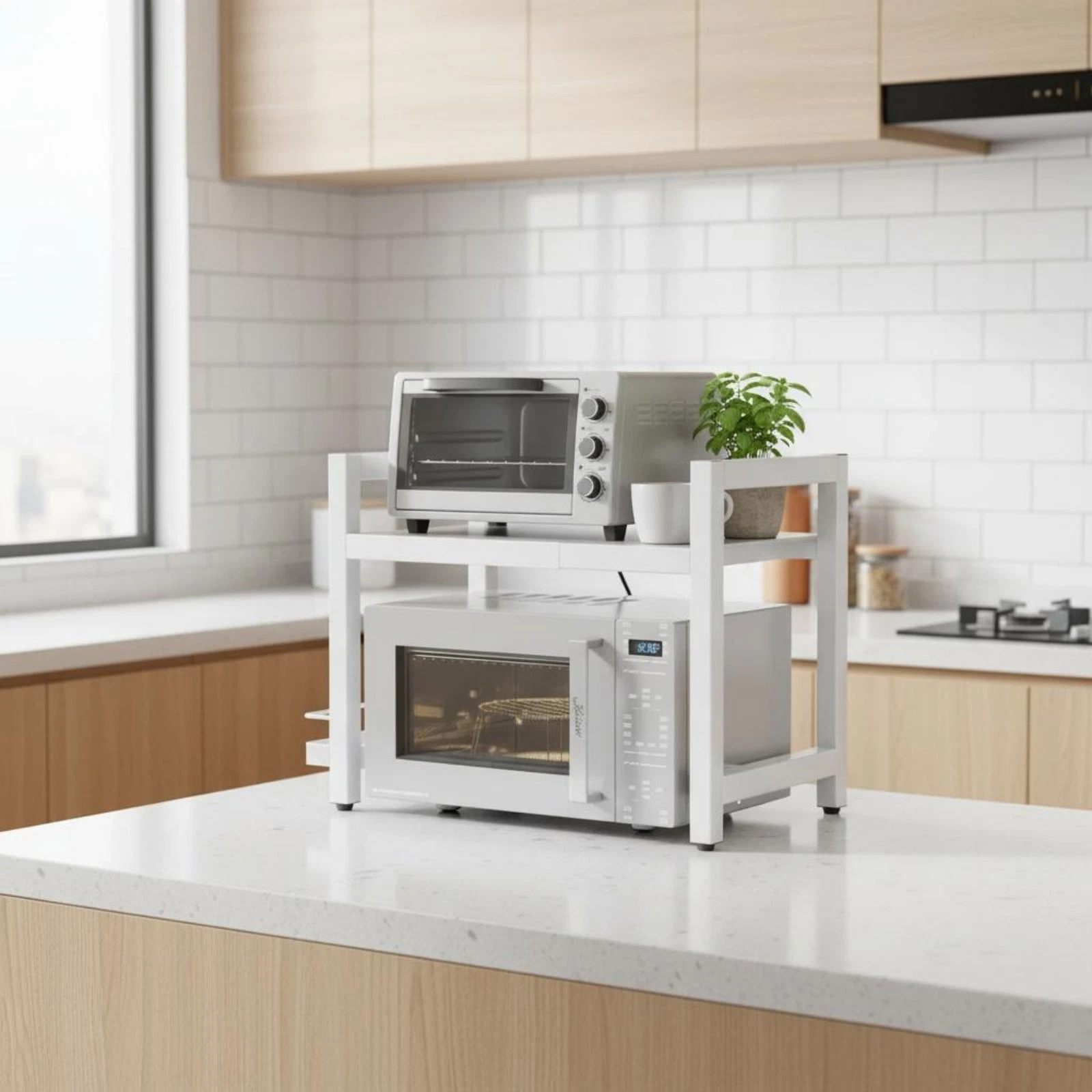 Countertop Microwave Shelf No Household Storage Sturdy Metal Frame