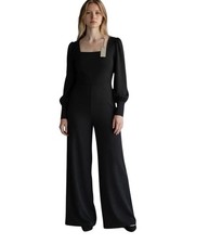 Image of Mint Velvet Women's Black Square Neck Jumpsuit ~ UK 18 US 14 ~ BNWT ~ RRP £129