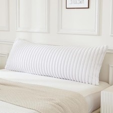Faux Fur Fluffy Body Pillow Cover Luxury Textured Vertical 21" x 54" White