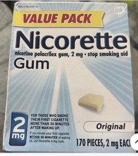 Nicorette Nicotine Gum Original Flavor 170ct Stop Smoking Aid Exp12/2025