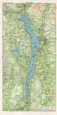 WINDERMERE Lake District Ambleside Hawkshead Cumbria. WARD LOCK 1964 alte Karte