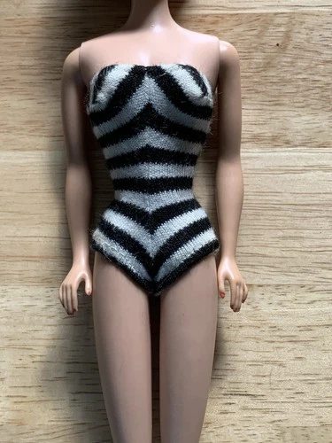 Vintage Barbie Black & White Zebra Striped Swimsuit Only NO DOLL