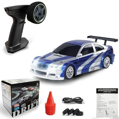 1/43 Mini RC Drift Car with Gyroscope, 2.4GHz 4WD Full Proportional High Blue-g