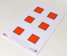 25 EZ2C Targets Style 18: Six 2” Squares Paper Shooting Targets Pad of 25 11"x17