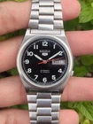 RARE Seiko 5 Military Field Black Dial Automatic Vintage Mens Watch 7019-8180