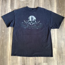Vintage Harley Davidson T-Shirt Mens Size XL Black Skull Tribal