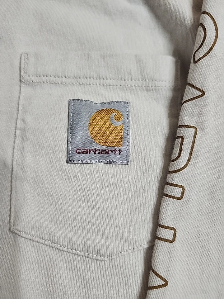 Carhartt Kids Shirt, 100% Cotton, Long Sleeve, Whote, Size 7 - Image 2 of 4