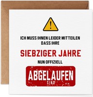 Lustige Geburtstagskarte 70 Humorvolle GrußKarte Mit Kraftpapier Umschlag