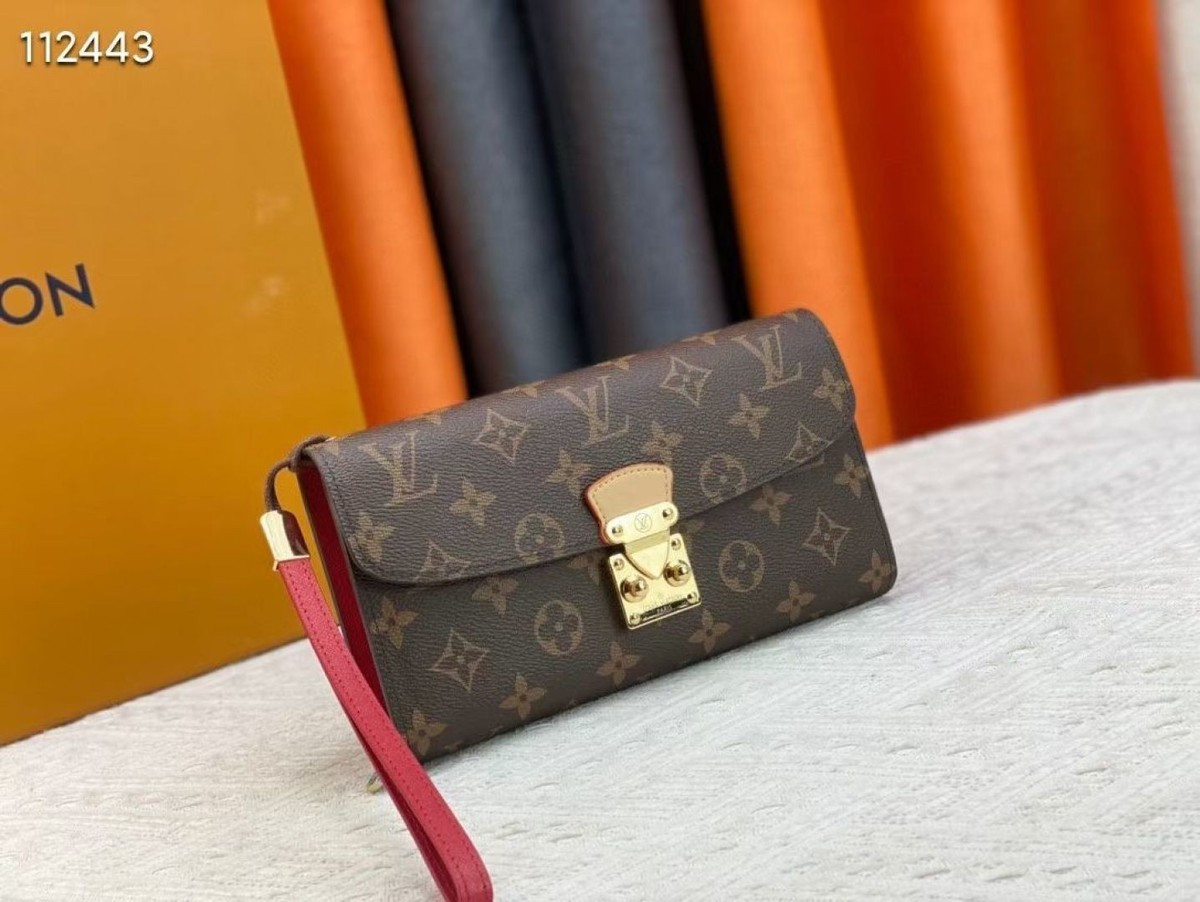 Louis Vuitton Monogram S Lock Wallet Brown Wristlet Clutch Women