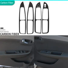 5Pcs Real Carbon Fiber Window Lift Switch Panel Frame For Chevrolet Malibu 08-12