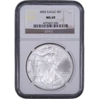 2002 $1 American Silver Eagle ~ NGC MS69