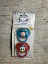 Vintage Disney Babies Mickey  Donald 2-PACK Ortho Pacifiers with Cover 1994