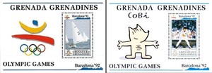 GRENADA-GR 1992 OLYMPIC GAMES x 2 S/S mnh SPORTS YACHTING BASEBALL
