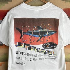 Vintage 90s Maui and Sons Unreal Shark Art White T-shirt  Size Mens XL USA