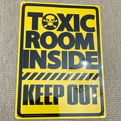 Kalan Toxic Room Inside Keep Out Metal Wall Sign Yellow/Black Rectangle SM286