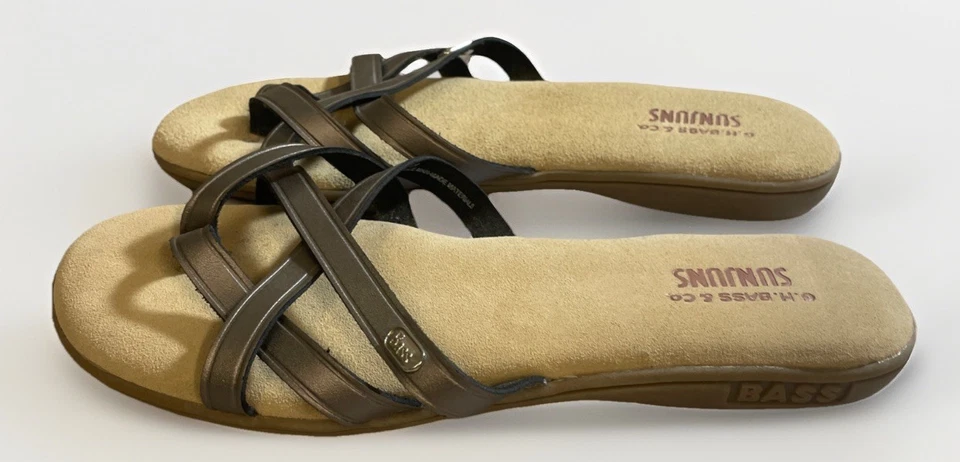 Sandalias entrecruzadas de cuero plateado G H Bass Sunjuns Sharon 2.0 para mujer 9W NNB Foto 4 de 4