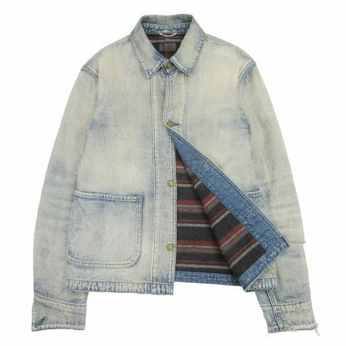 SAINT LAURENT (YSL) Giacca denim 20AW Saint Laurent Paris lavorazione vintage bordo 625282 usata ad42