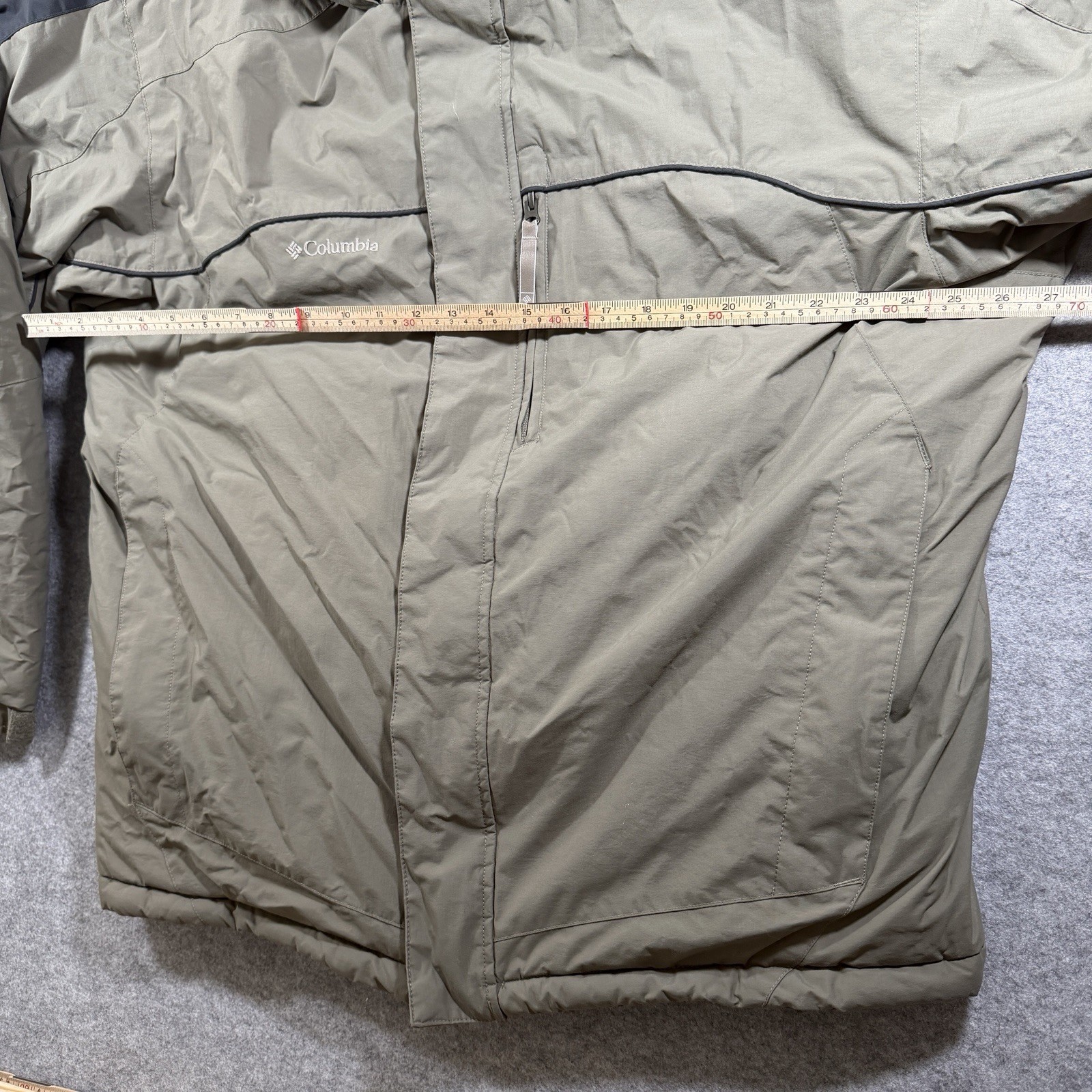 Columbia Waterproof Winter Coat Mens XL Olive Insulated Ski Snow Stowaway Hood thumbnail 7