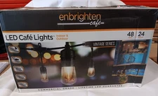 Enbrighten Season Warm White Vintage Series Café Lights, 24 LED Bulbs, 48ft NEW