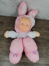 Fisher Price Puffalump Kids Baby Doll Pink with Green Bib 1990 Polka Dot Vintage