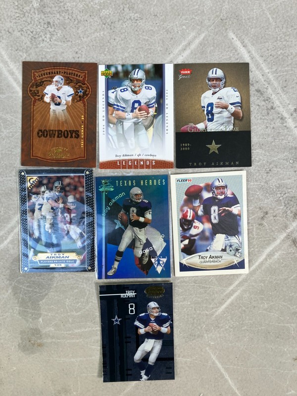 Troy Aikman football cards lot of 7 EA different years