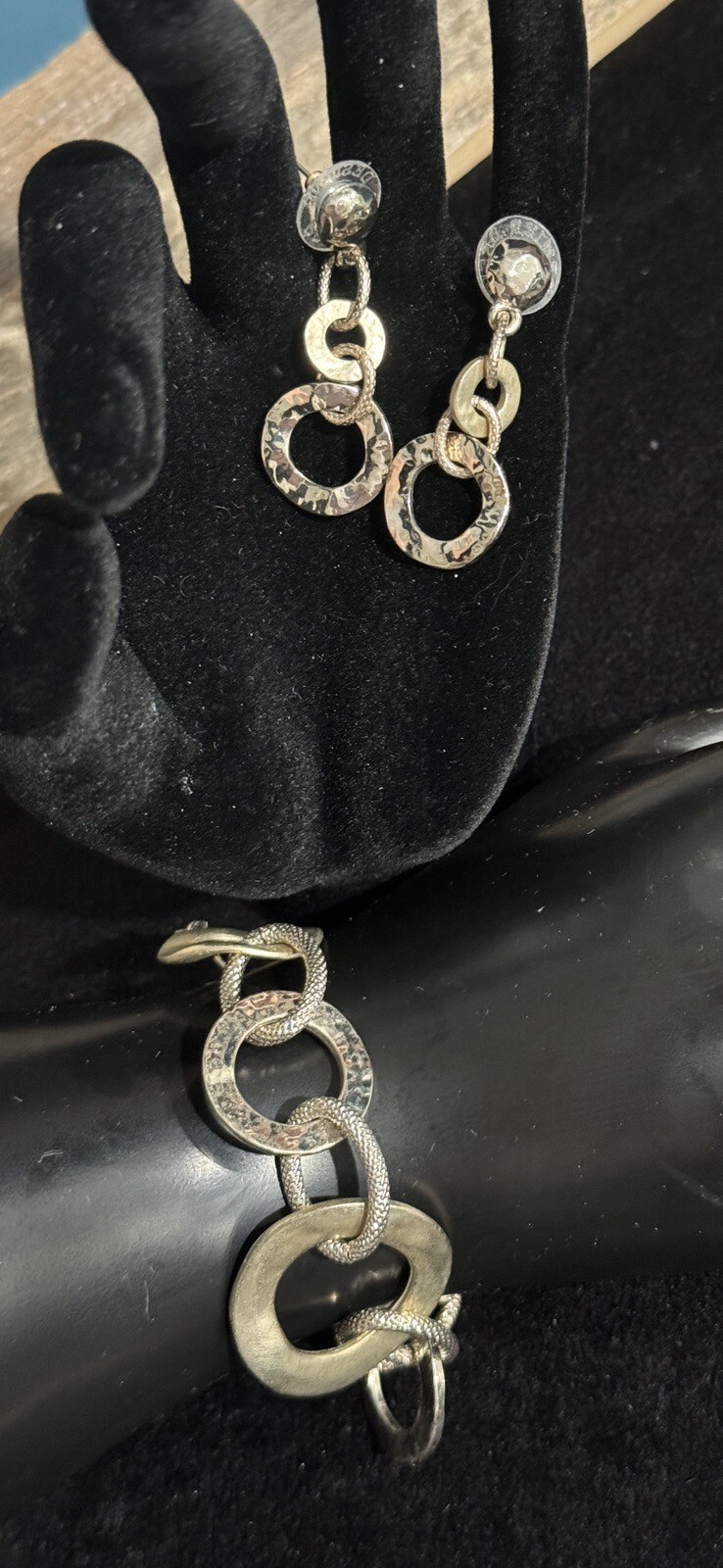 Multi Oval Link Textured Two Tone Adjustable Brac… - image 6