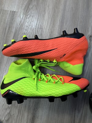 Nike Mens Rare Hypervenom Phatal III DF FG 852554 308 Volt Orange Soccer Cleats