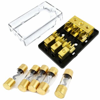 3 Positions AGU Fuse 4/8 Gauge Holder Distribution Block w/ Pack of 5 120A Fuse