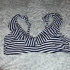 Vineyard Vines bikini swimsuit top stripes flounce blue white Sz med