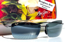 NEW Maui Jim LIGHTHOUSE Gloss Black POLARIZED Grey Lens Sunglass 423-02