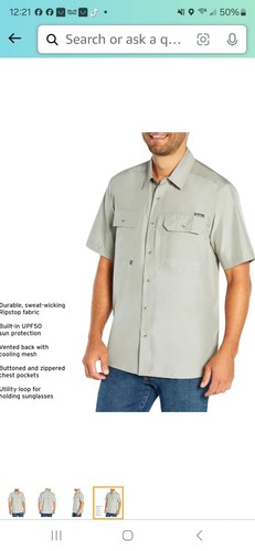 NWT Eddie Bauer Mens Long Sleeve Vented Limestone Fishing Button Up Shirt Size L