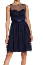 Eliza J Sleeveless Illusion Neckline Dress EJ4M6898 Navy Blue Size XL