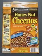 1990 Honey Nut Cheerios cereal box - Columbus FREE RUB DOWNS Inside