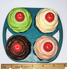 Vintage 1987 Fisher Price Fun W Food Cupcakes Set With Tray Pretend Play