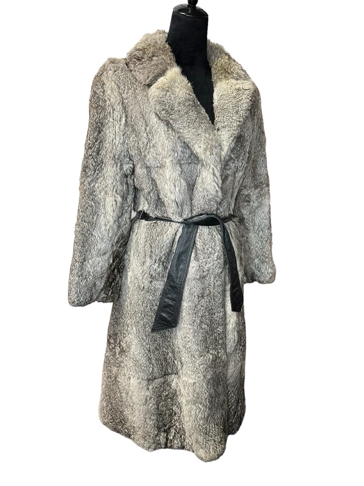 Abrigo largo gris cinturón piel de rabino real pequeño Foto 4 de 4