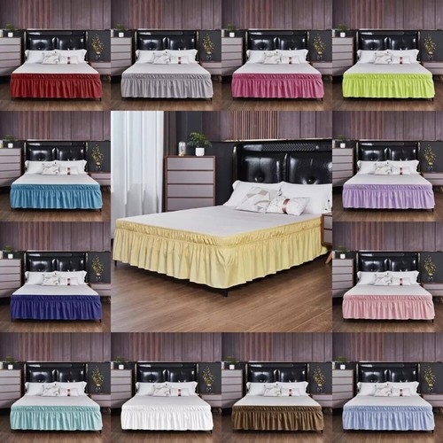UK Ruffle Plain Fitted Base Valance Sheet Bed Skirt Single Double Super