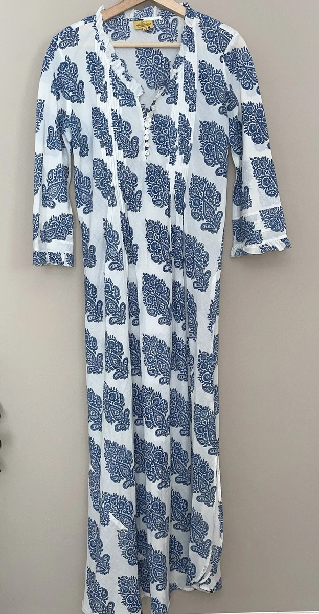 Roberta Roller Rabbit Long Kurta Cotton Caftan XS Made In India