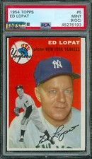 1954 TOPPS # 5 ED LOPAT PACK FRESH PSA 9   MAC FINEST & SPOTLESS *