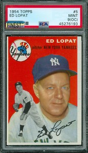 1954 TOPPS # 5 ED LOPAT PACK FRESH PSA 9   MAC FINEST & SPOTLESS *