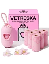 VETRESKA Dog Poop Bag Dispenser 105 Cherry Blossom Scented Size 9"x13" Pink