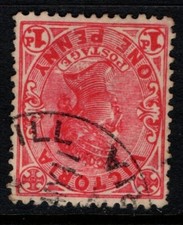 Victoria 1905 1913 QV 1d One Penny perf 12 x 12½ SG417 Used inverted WMK