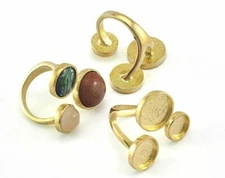 Adjustable Ring Bezel 22x21mm Raw brass (17.5mm 7US size - Adjustable ) 3597