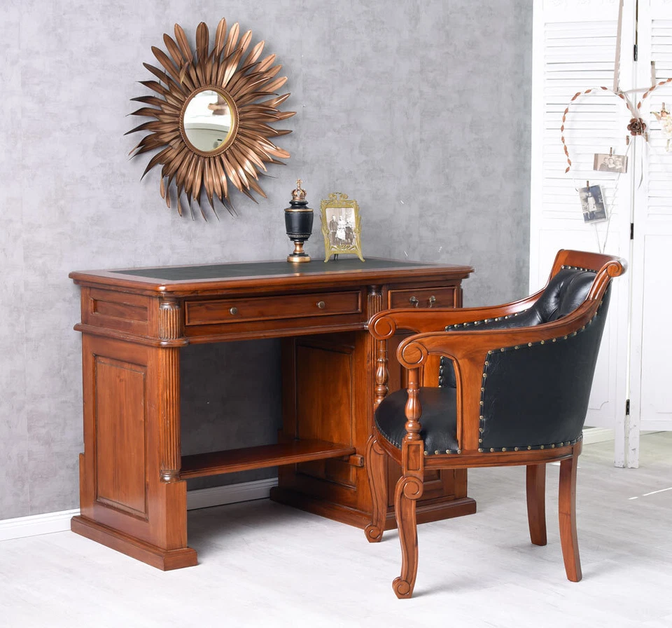 Computerschreibtisch englischer Schreibtisch Massivholz Schreibmöbel Mahagoni - Bild 2 von 4