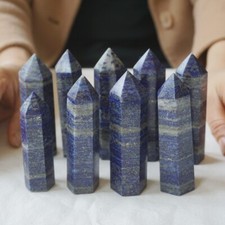 9Pcs 1.5LB Natural Blue Lapis Lazuli & Pyrite Crystal Point Tower Healing Brazil