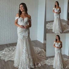 Elagant Mermaid Wedding Dresses Mermaid Lace Appliques Court Train Bridal Gowns