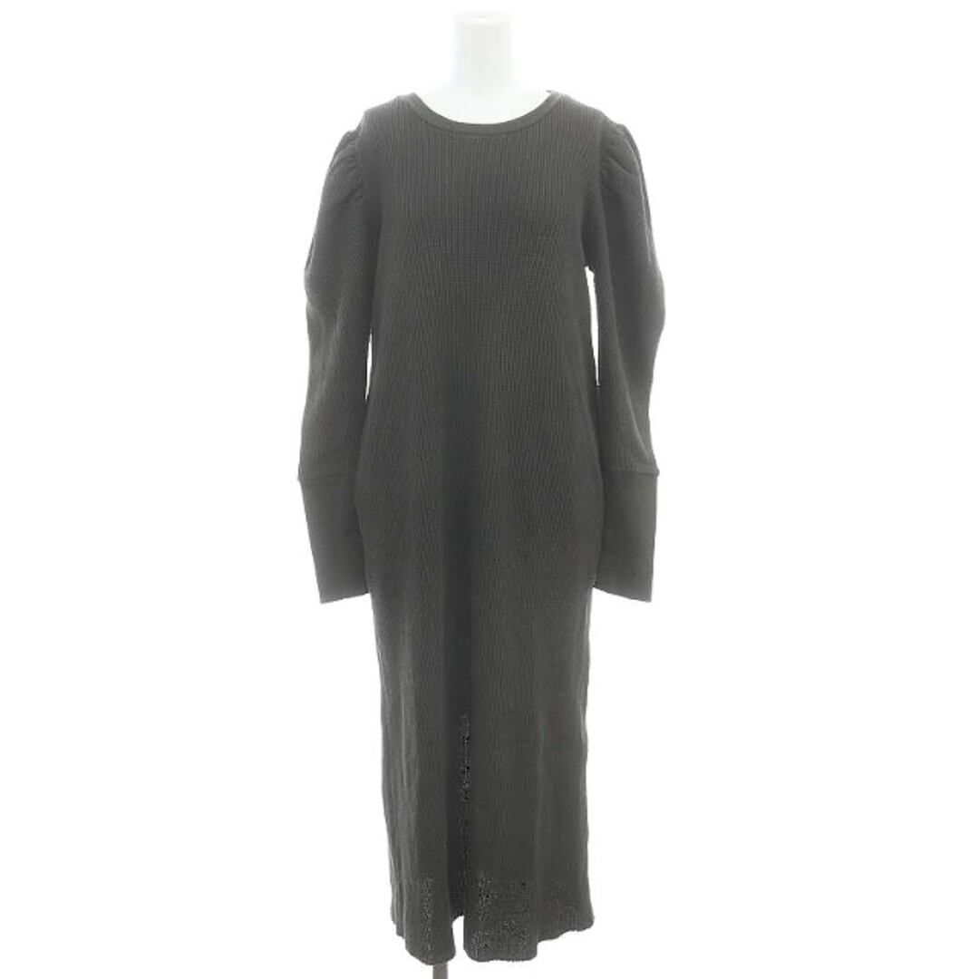 Uhr Puff Shoulder Waffle Dress Long Sleeve 36 Charcoal ES Used 