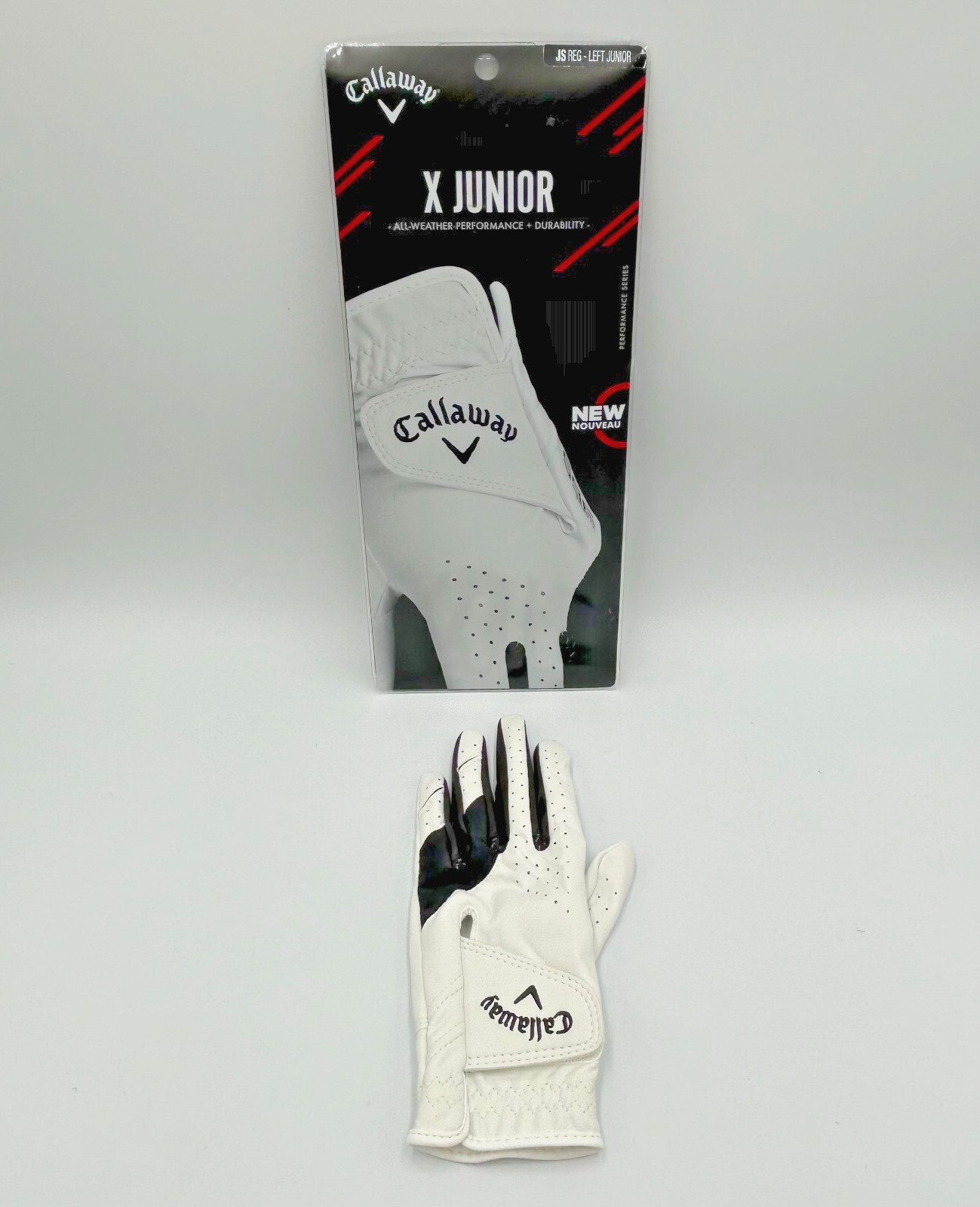 X Tech Junior Left Hand Golf Glove White Js Regular
