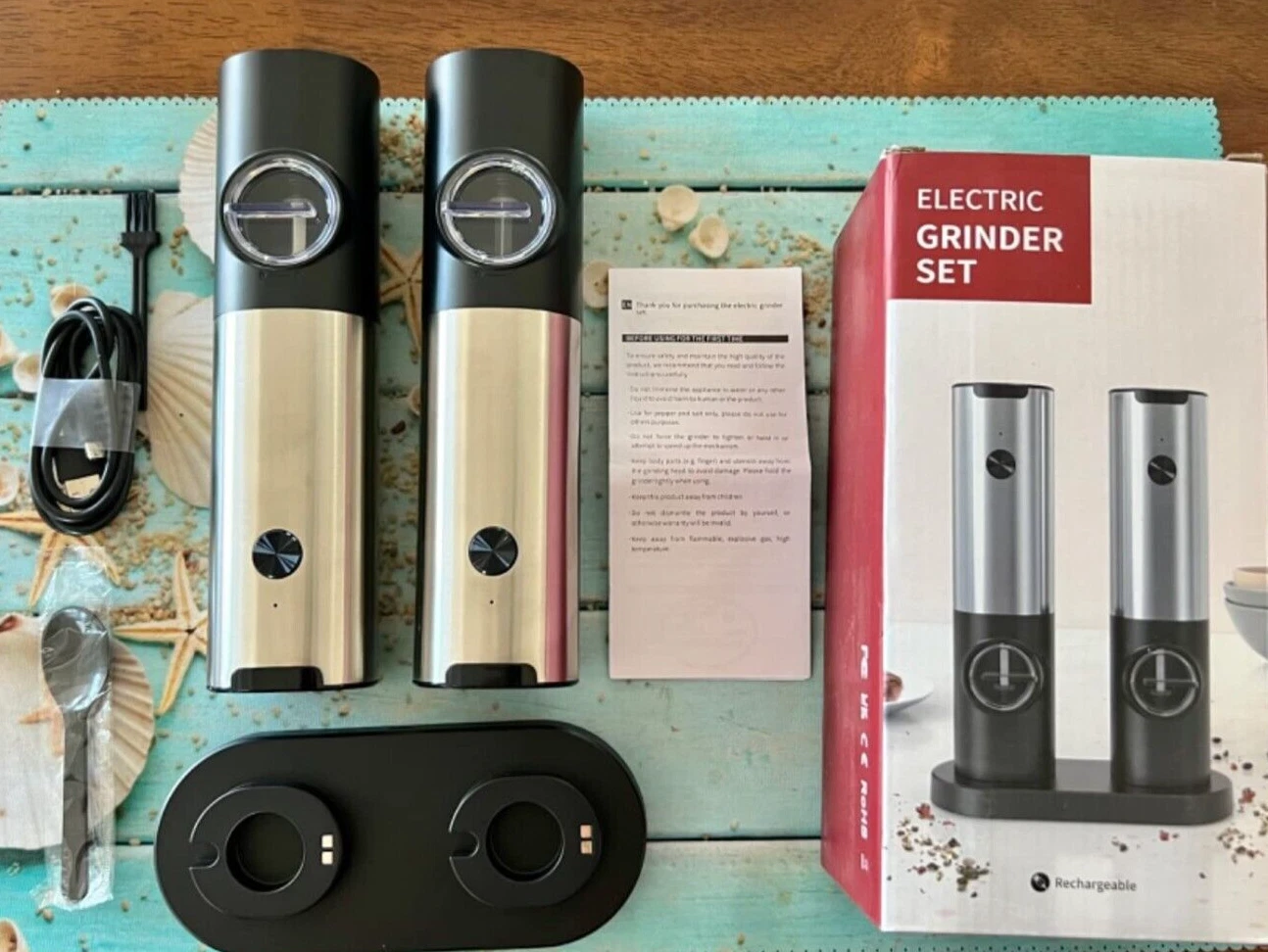 Electric Salt and Pepper Grinder Set USB Rechargeable Automatic Pepper Grinder