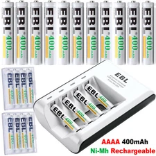 Lot EBL AAAA Rechargeable Batteries 1.2V 400mAh Ni-MH Battery for Surface Pen